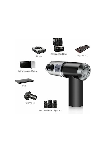 Black-120000pa 3 İn 1 Kablosuz Araç Süpürgesi Taşınabilir El Yüksek Güçlü Elektrikli Süpürge Araba Ev Ofis Klavye Temizleme