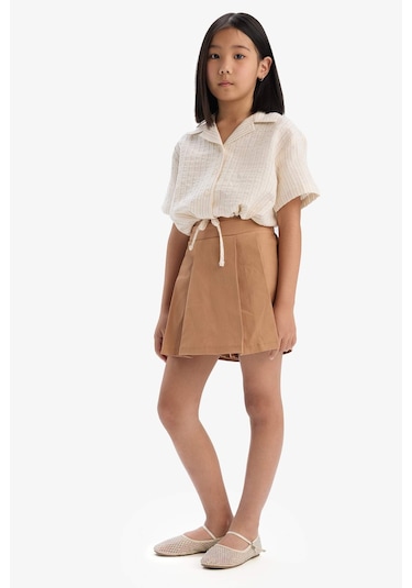 DeFacto Kız Çocuk Gabardin Pileli Şort Etek E2648A825SMBN268 Kahve DeFacto Kız Çocuk Gabardin Pileli Şort Etek E2648A825SMBN268 Kahve