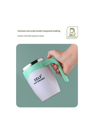 Soulader Otomatik Karıştırmalı Paslanmaz Çelik Seyahat Kahve Kupası, Elektrikli Çırpıcılı Bardak, Şarj Edilebilir Taşınabilir French Press Alternatifi Yeşil