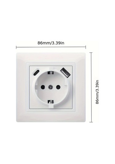 Honeybeeshop Alman Standart Usb Type C Soket Beyaz Pc Malzemesi Usb Cikisi Guc Cihazlar Icin Pratik Hizli Gomulu Kurulum Duvar Soketi 16a 250v