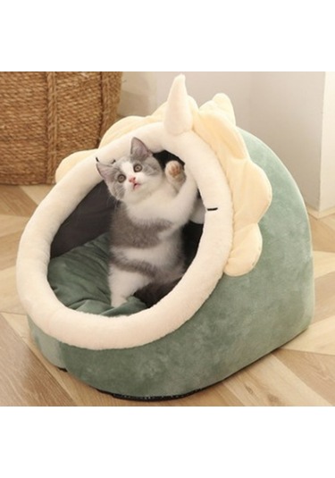 Leezsing Çıkarılabilir Ve Yıkanabilir Kedi Yarı Kapalı Yuva Matı, Kedi Köpek Sepeti, Kedi Evi Çadırı Mağara Kedi Yatağı