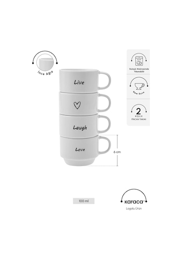 Karaca  Lovely Laugh 4 Kişilik Espresso Kahve Seti 100 ml