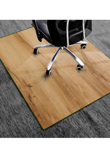 Cam Sandalye Matı Doğal Ahşap 100cm X 120cm