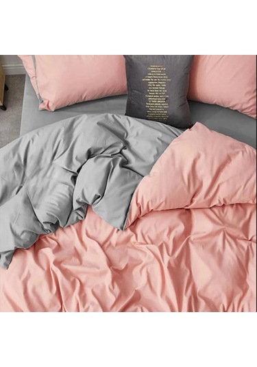 Lodos Home Pamuklu Çift Kişilik Lastikli Nevresim Takımı Pembe-gri Pembe-gri