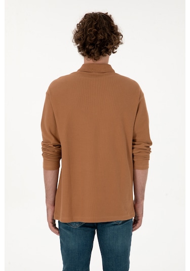 U.S. Polo Assn. Erkek Comfort Fit Yarım Fermuarlı Camel Sweatshirt 50313754-VR233