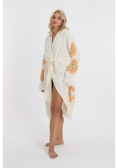 Mulberry Muslin Peştemal Bornoz Banyo Ve Plaj Elbisesi Sarı