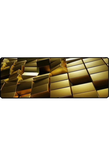 Alkese 70x30 Cm Gold Desenli Dikişli Kaydırmaz Tabanlı Oyuncu Mouse Pad