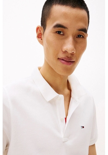 Tommy Hilfiger Erkek Beyaz Slim Fit Polo T-shirt Beyaz