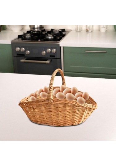 Homyl Dokuma Piknik Sepeti Kapları Paskalya Şeker El Saklama Kahverengi