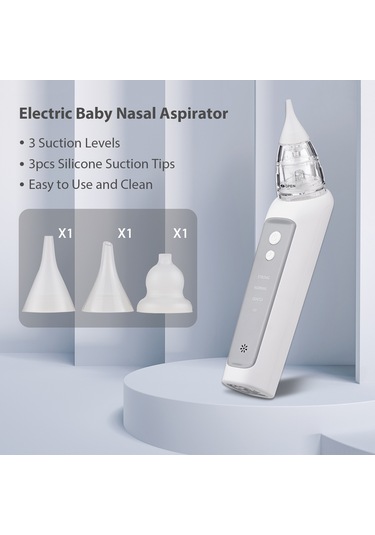 Geeksen Bc025 Bebek Elektrikli Burun Aspiratörü - 3 Seviye Emiş, Şarj Edilebilir, Sessiz Çalışma, 3 Silikon Uçlu