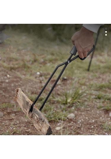 Ateş Maşası, Kamp Malzemeleri İçin Ateş Maşası Yalıtımlı Ahşap Sap Açık Kahverengi