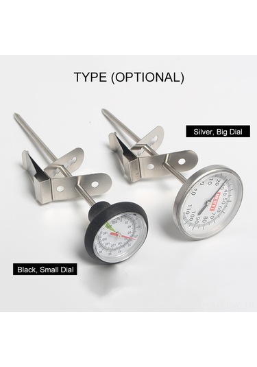 Maiyame Gümüş Büyük Ekranlı El Çekirdekli Termometre - Hızlı Ölçüm, Süt Köpüğü Ve Kahve Isısı Kontrolü, Klem İle Takılabilir -10 C/+100 C