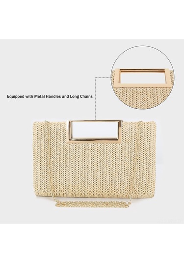 Moveevo El Dokuma Samimi Çaylak Çanta - Taşınabilir Altın Zincir, Manyetik Kapatma, Günlük Gereksinimleri Karşılar 26x16x5cm Çok Renkli