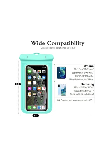 Vkemall Çiftli Su Geçirmez Telefon Kılıfı - 7.2 İnç'e Kadar Uyumlu, Takılabilir Askılı, Macaron Mavisi