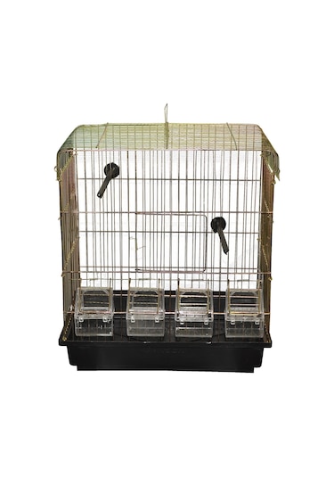 Canser 4 Yemlikli Sarı Galvaniz Kanarya Kafesi+Tül+Suluk