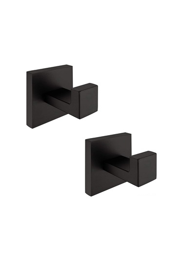 Dofolink 304 Paslanmaz Çelik Duvar Kanca, Siyah Kare Desenli, Banyo Havlu & Giysi Asıcı, 2 Adet, Dayanıklı Ve Kolay Kurulum Siyah