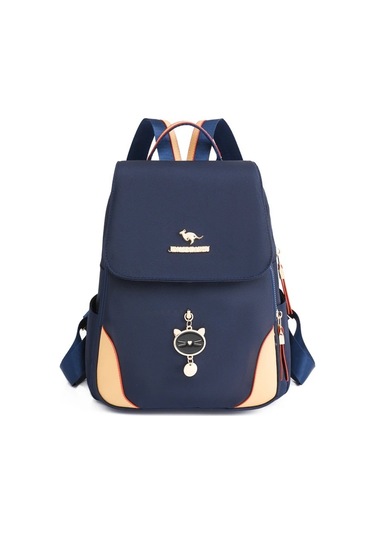 Lichen Kadın Moda Yönlü Naylon Sırt Çantaları Su Geçirmez Büyük Siyah