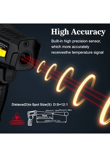 Honeybeeshop Jd-10 Laolau Dijital Kızılötesi Termometre 50 800c 1472f Temassız Sıcaklık Ölçer Endüstriyel Ev Yemekleri Araç Bakımı Barbekü
