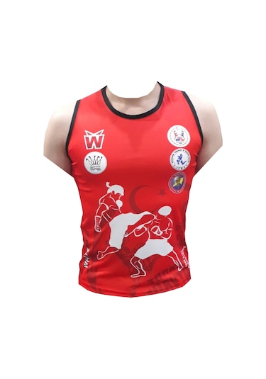 Muay Thai Tişört & Muay Thai Maç Atleti & Muaythai Tişörtü & Muay Kırmızı