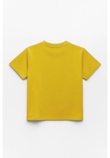 Erkek Çocuk %100 Pamuklu Baskılı Kısa Kollu Tişört - Sarı 3-4 Yaş 8-9 Yaş SARI
