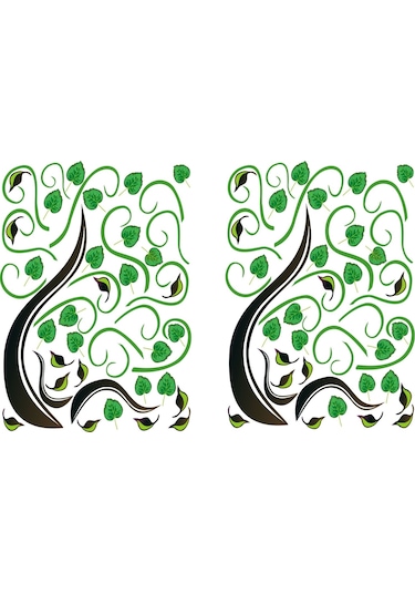 Duvar Süsü Sticker 2 Adet Ağaçlı Şeffaf Filmli Pvc 70x50x0,5cm