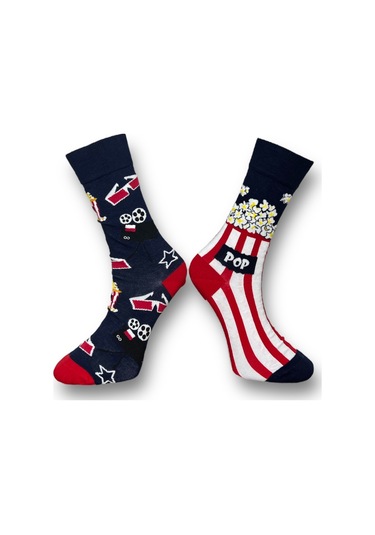 3'lü Unısex Popcorn, Tenis Ve Bira Temalı Esnek Nem Alabilen Pamuklu Spor Soket Çoraplar Çok Renkli