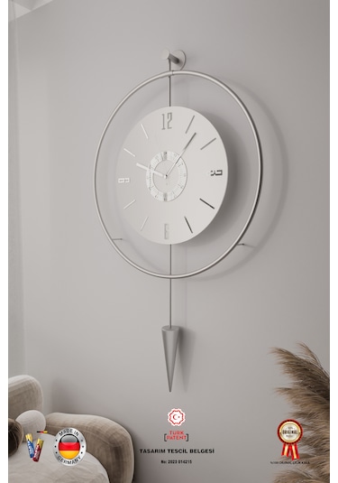 Kadranlı-masippi Mat Gümüş 50x90cm-pilli Led-mobilya Duvar Saati