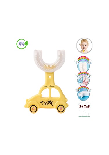 Mas Lord U Tipi Yeni Nesil Diş Fırçası - Sarı - Araba Model  2-6 Yaş