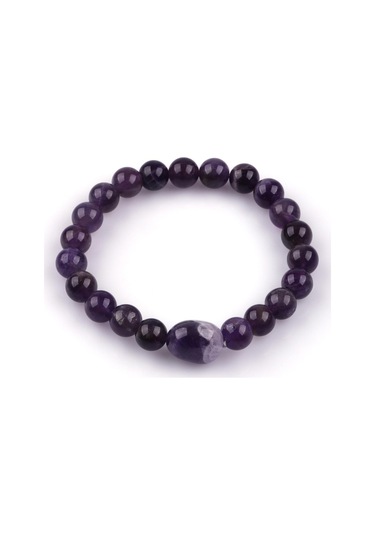 Alibaba Doğaltaş Ametist Doğal Taş 8 MM Küre Kesim Bileklik Çok Renkli