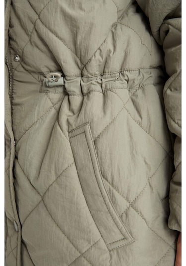 DeFacto Kız Çocuk Su İtici Kapüşonlu Fermuarlı Çıtçıtlı Cepli Uzun Mont Parka C8974A824AUKH461 Haki