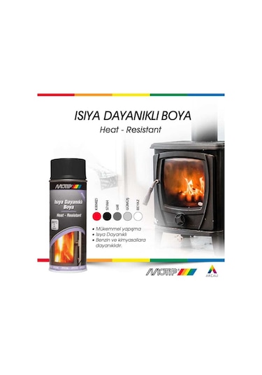 Motip Isıya Dayanıklı Yanmaz Gümüş Gri Sprey Boya 400 ML