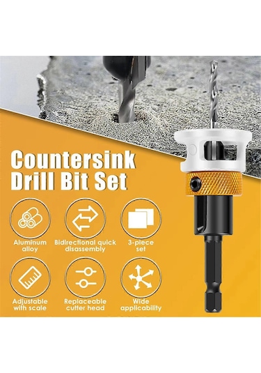 Ayarlanabilir Derinlik Durdurucu, Hızlı Değişim Ve Değiştirilebilir Uçlu Havşa Matkap Ucu Setikaiyi