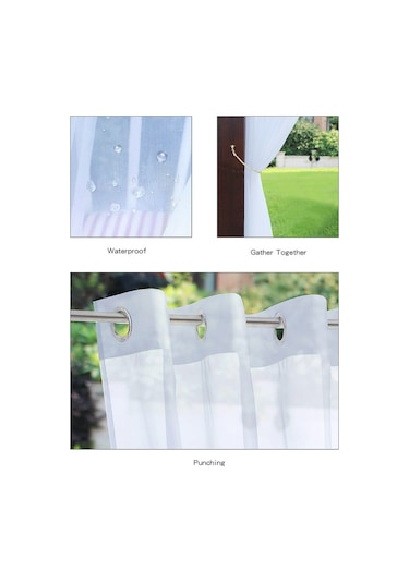 Xindoker Beyaz Tekli Perde - Poliester, Su Geçirmez, Uv Koruyucu, İç/iç Dış Kullanım, 132x183 Cm, Delikli Desen Beyaz