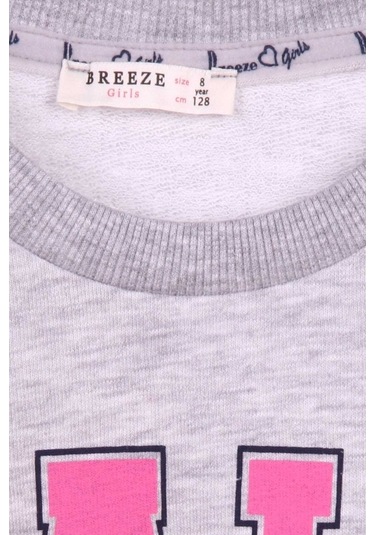 Kız Çocuk Sweatshirt Baskılı Gri Melanj (8-14 Yaş)