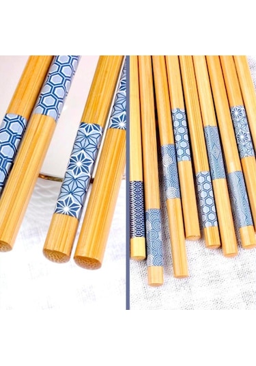 Omeniv Beş Çift (10) Chopstick Set Bambu Yemek Sushi Noodle