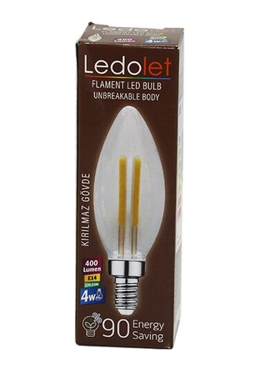 Ledolet 4w 45w - E14 Mum Flament Led Rustik Ampul 400lumen -