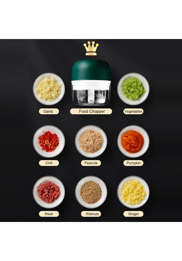 Xindoker Büyük Boy Yeşil Usb Şarjlı Taşınabilir Elektrikli Evcil Yemek Döneri - Çiğne, Sebze, Et Ve Soslar İçin Çelik Bıçaklı Mini Blender Yeşil