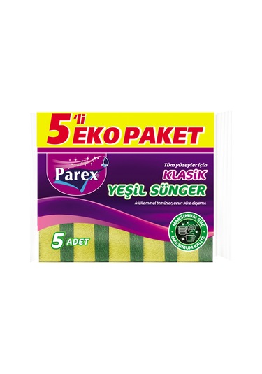 Klasik Yeşil Sünger Düz 5'li 24 Paket 1 Koli