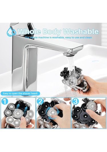 Wjiang 9d Kel Erkekler İçin - 6'sı 1 Arada Elektrikli Kafa Tıraş