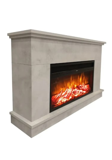 Dlc Large Penida Retro Beton Desen 1800 Watt Dekoratif Elektrikli Şömine