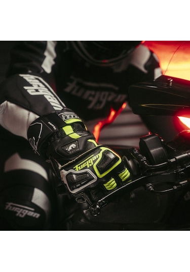 Furygan Styg20 X Kevlar Deri Motosiklet Yarış Eldiveni Siyah - Neon