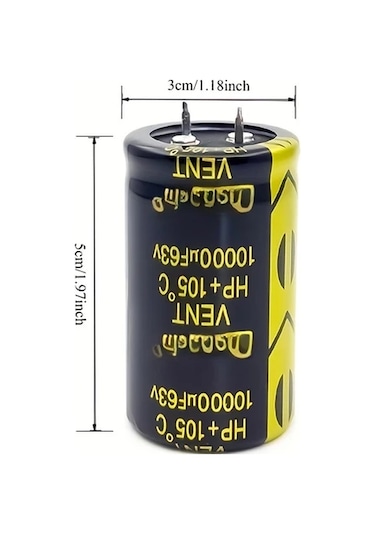 Meridiangoods 2 Adet 63v 10000uf Hoparlör Amplifikatör Ses Filtre Kondansatörü 30x50mm