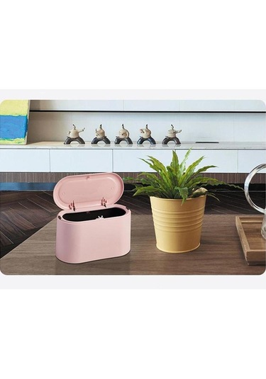 Homyl Şık Banyo Çöp Kovası Masa İçin Küçük , Pembe Pembe