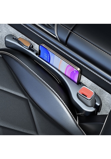 Vkemall Araç Koltuk Aralığı Dolgusu Ve Depolama Kutusu - Deri Dokulu, Telefon/anahtar Kaçırma Önleyici, Siyah 2 Adet