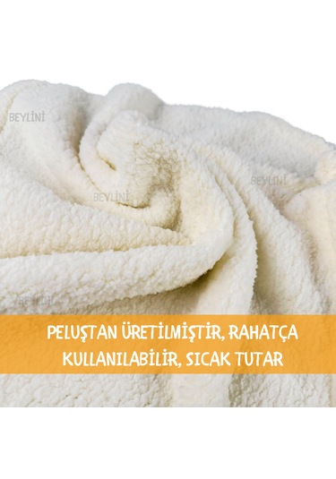 Beylini Peluş Kedi Köpek Battaniyesi Yıkanabilir 60 x 80 CM Krem