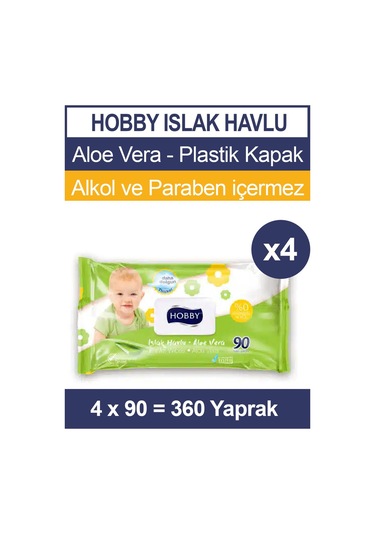 Hobby Islak Havlu Aloe Vera 90'lı x 4