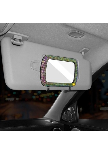 Araba Güneşliği Dekorasyon Aynası Otomatik Kadın Makyaj Aynası Mavi Mavi Mavi Diğer