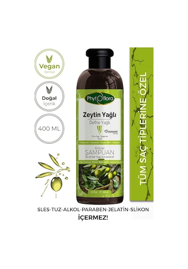 Phytoflora Tuzsuz Zeytinyağlı Defne Yağlı Şampuan 400 ML