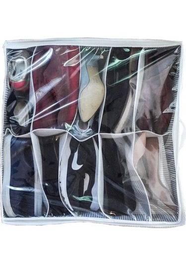 Alas 2 Adet Yatak Altı Ayakkabı Saklama Çantası Hurç Fermuarlı Gri