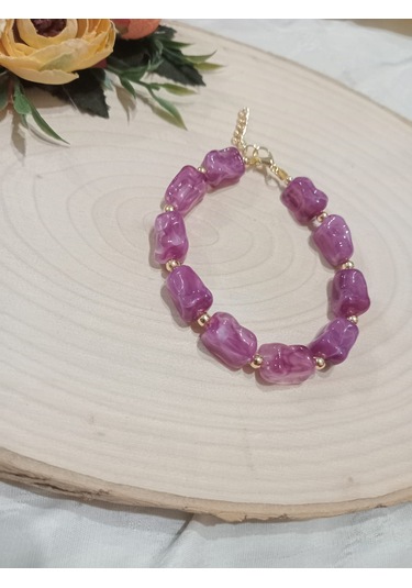 Mor Kesmeşeker Desenli Bileklik Mor